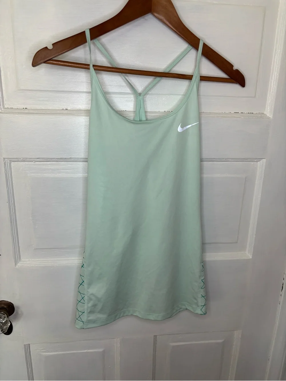 Nike Light Mint Dri Fit Racerback Tank with Geometric Side Panels